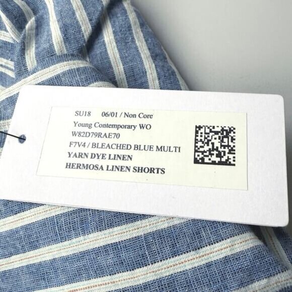 Guess Hermosa Linen Allover Striped Lace Up High Rise Shorts Size Small - Picture 7 of 8